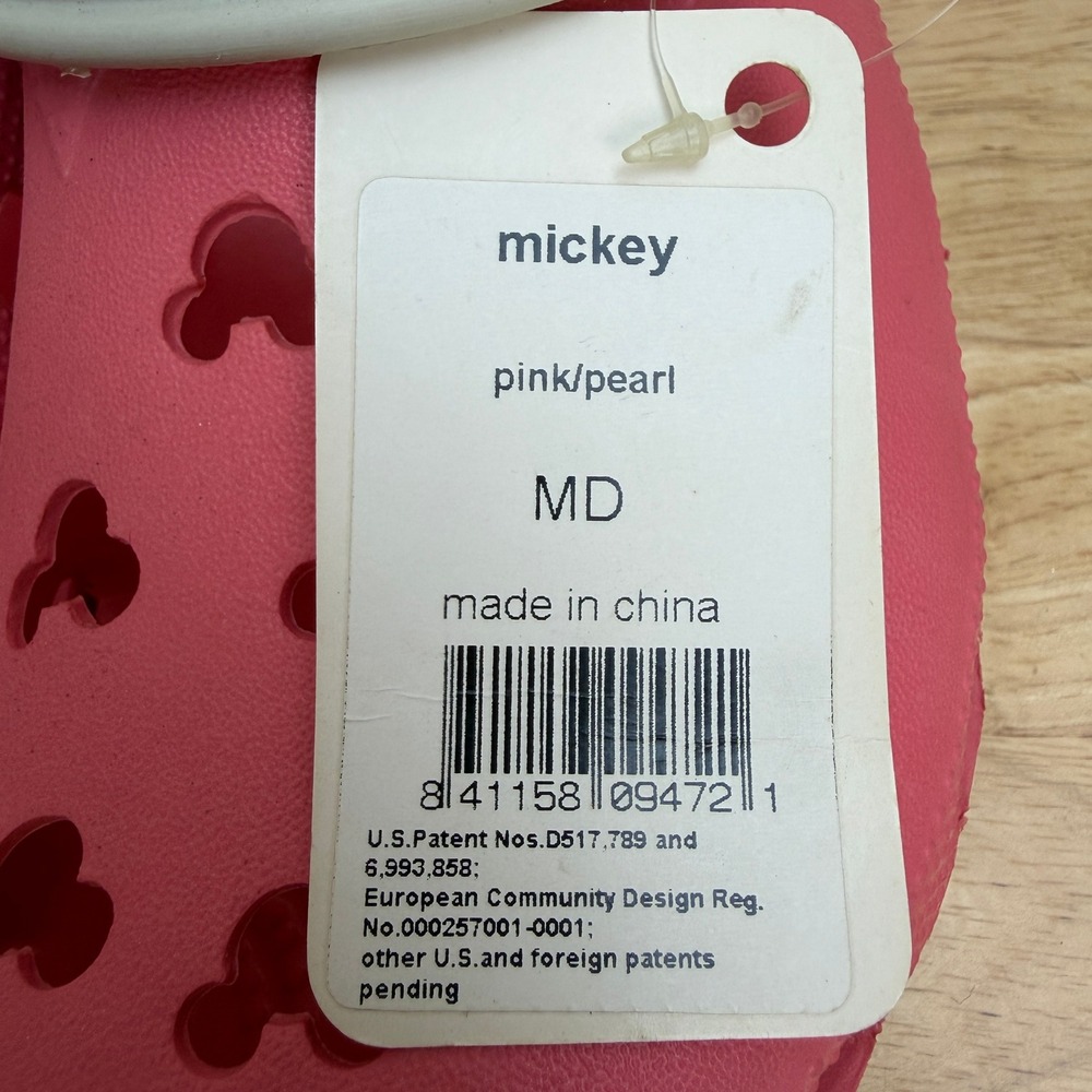 NEW Crocs Disney Mickey Mouse Clogs Women Size 8-9 Pink Pearl Slip On Shoes - Picture 2 of 10